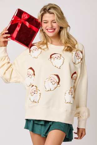 SANTA SEQUIN OVERSIZED SWEATSHIRT