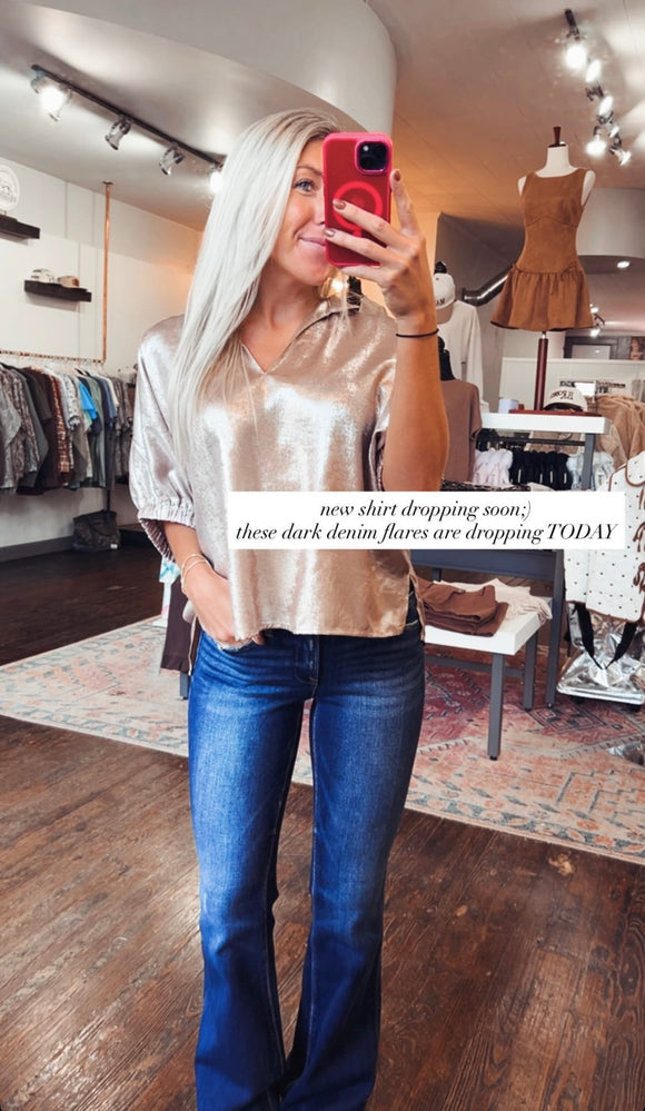 DEEP BLUE FLARE JEANS