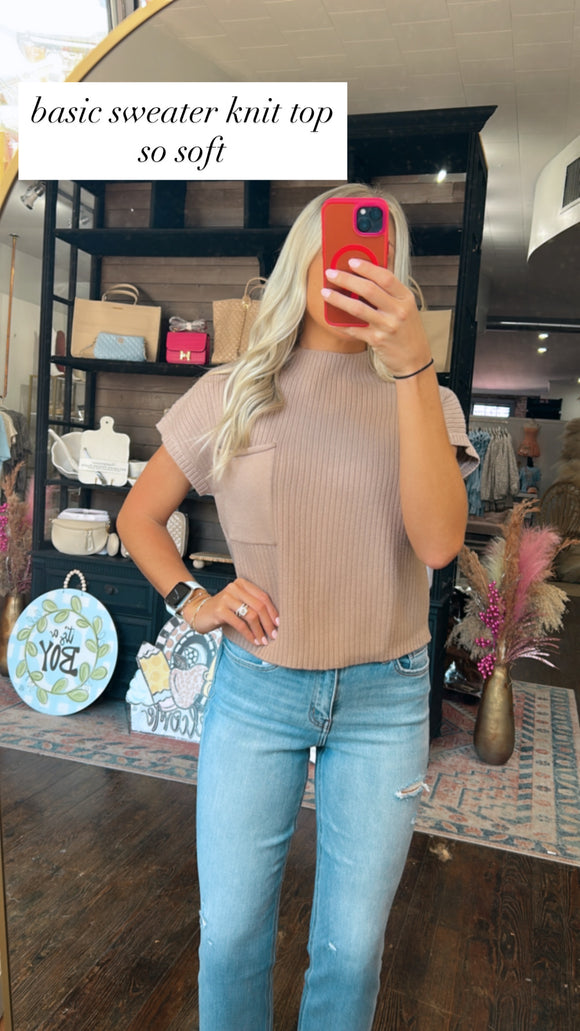 TAUPE MOCKNECK SWEATER