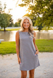 MOCHA STRIPE CASUAL DRESS