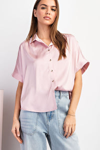 PINK ROSE SATIN TOP