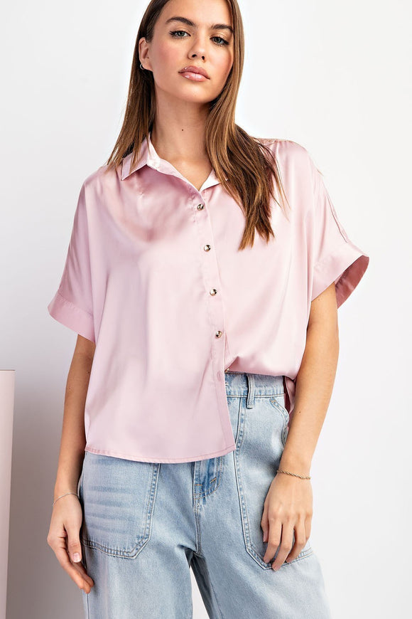 PINK ROSE SATIN TOP