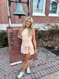 PEACH GINGHAM ATHLETIC ROMPER