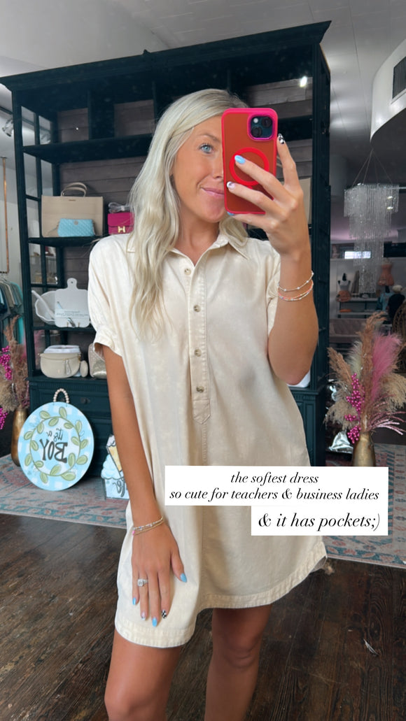 MINERAL WASH BONE DRESS