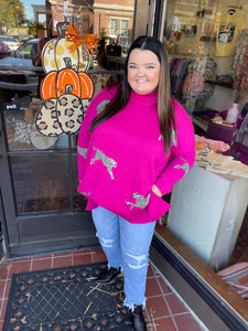 CURVY CHEETAH PINK GIRL SWEATER