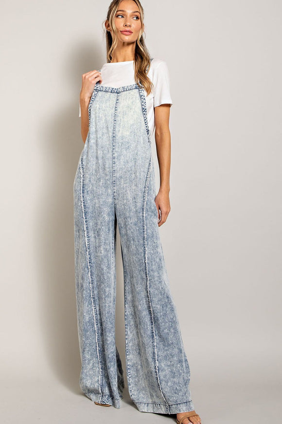 DENIM MINERAL WASHED JUMPSUIT