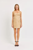 MINI LEATHER BEIGE DRESS
