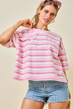 PINK STRIPE OVERSIZED TOP